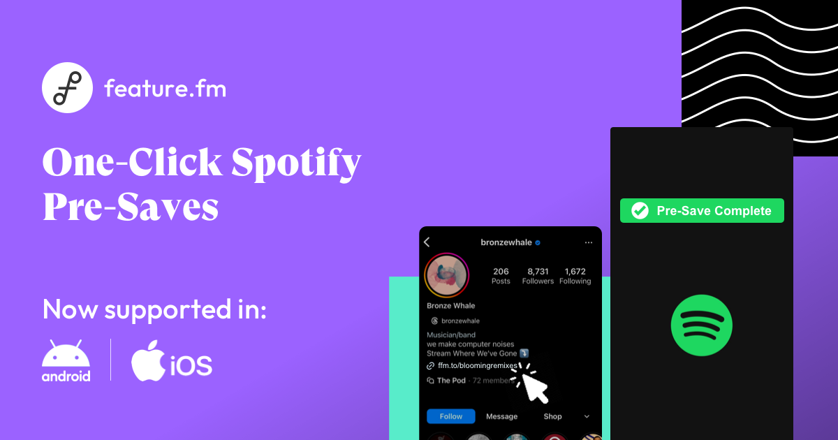 Skip the Spotify Login and Boost Pre-Save Conversions with Feature.fm's One-Click Spotify Pre-Saves