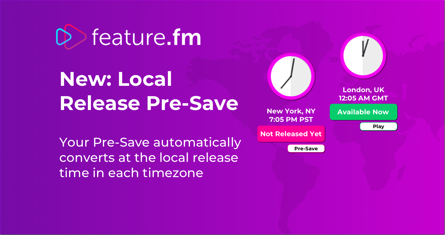 New: Pre-Saves that convert at the local release time in each timezone